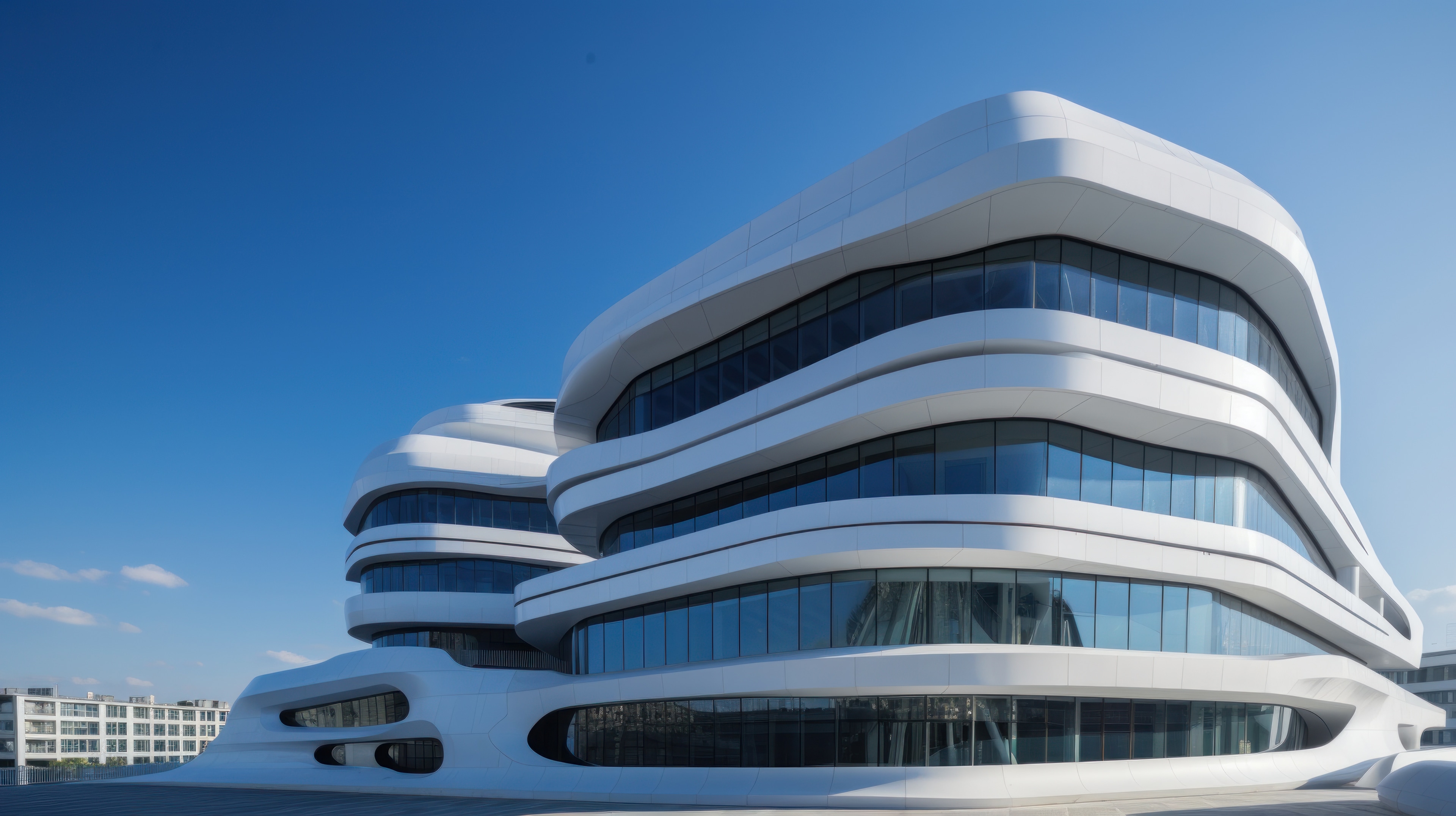 Curved white modern building